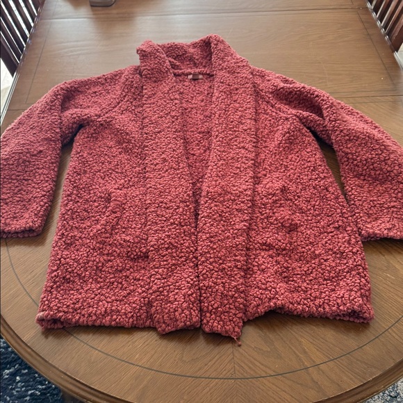 Barefoot Dreams Sweaters - Barefoot Dreams Boucle Shawl Cardigan w/ Pockets Mahogany Red Orange size Xl EUC